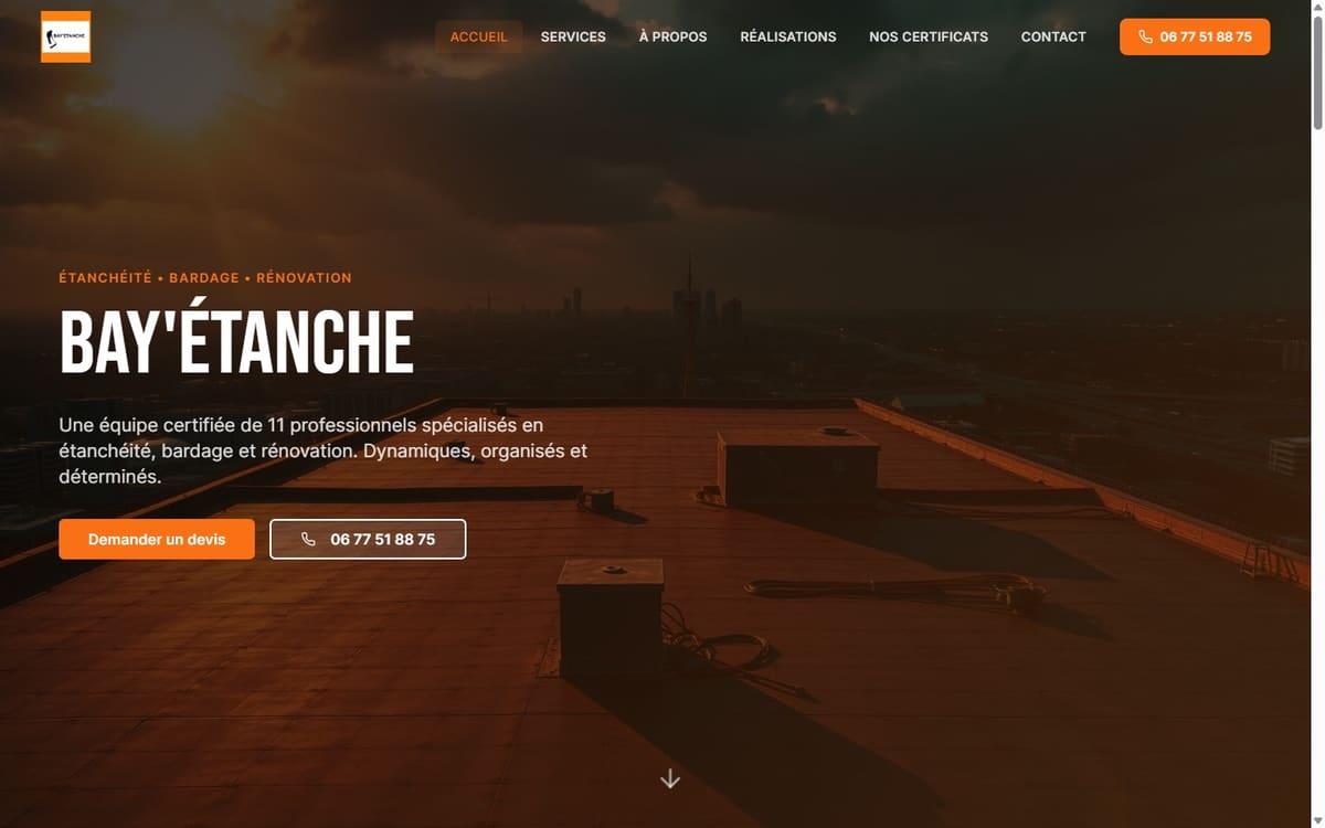 Aperçu du site Bay'Étanche