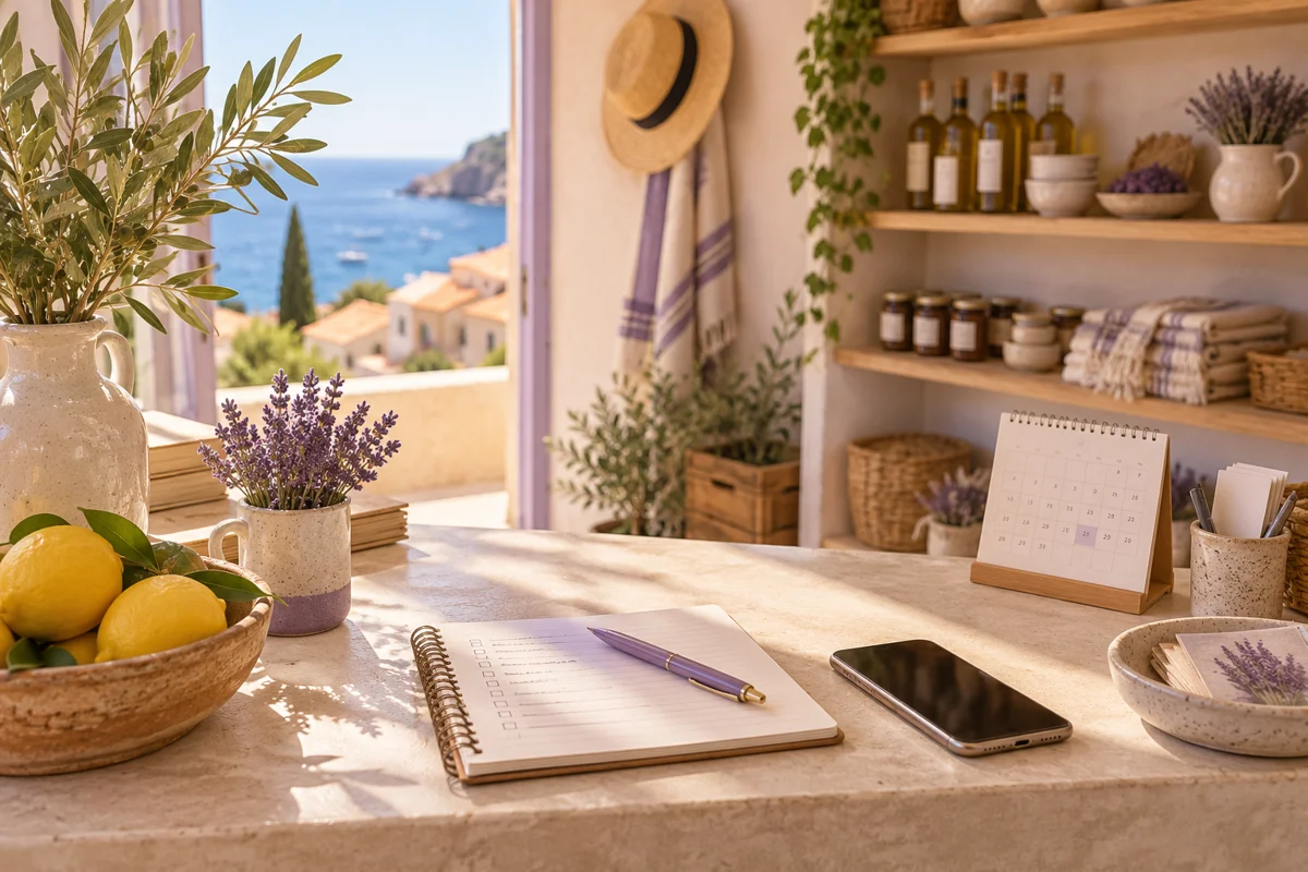 Carnet et calendrier sur le comptoir illustratif d’un commerce